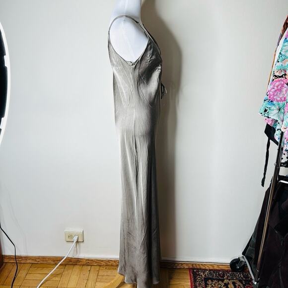 Zara Green Gray Satin Maxi Slip Dress - Picture 7 of 9